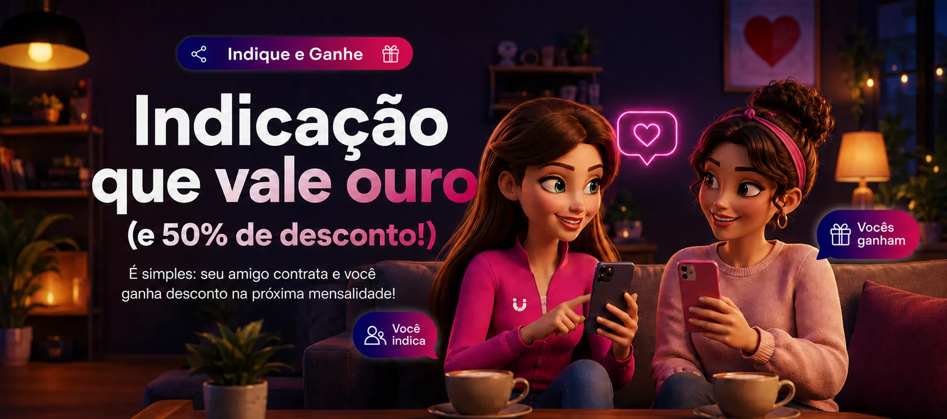 Indique e Ganhe da RJ CONNECT: seu amigo contrata e você ganha 50% de desconto na próxima mensalidade